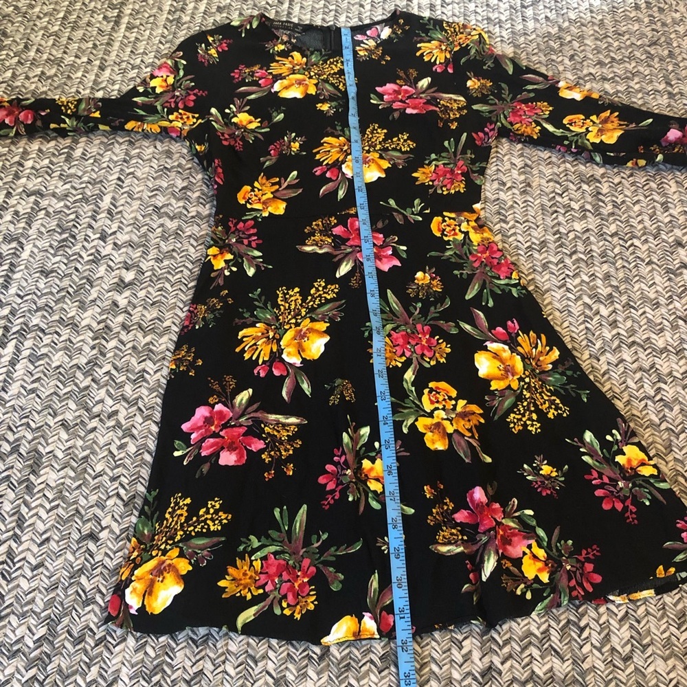 Zara Basic Collection Black Mini Dress W/ Florals - image 7